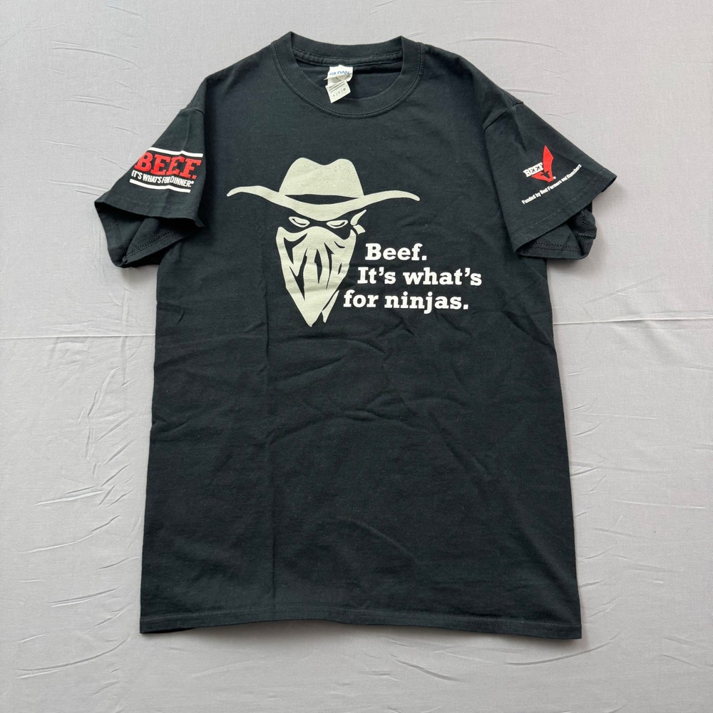 Gildan Beef Its Whats For Ninjas‎ Graphic T-Shirt Black Small Promo Tee